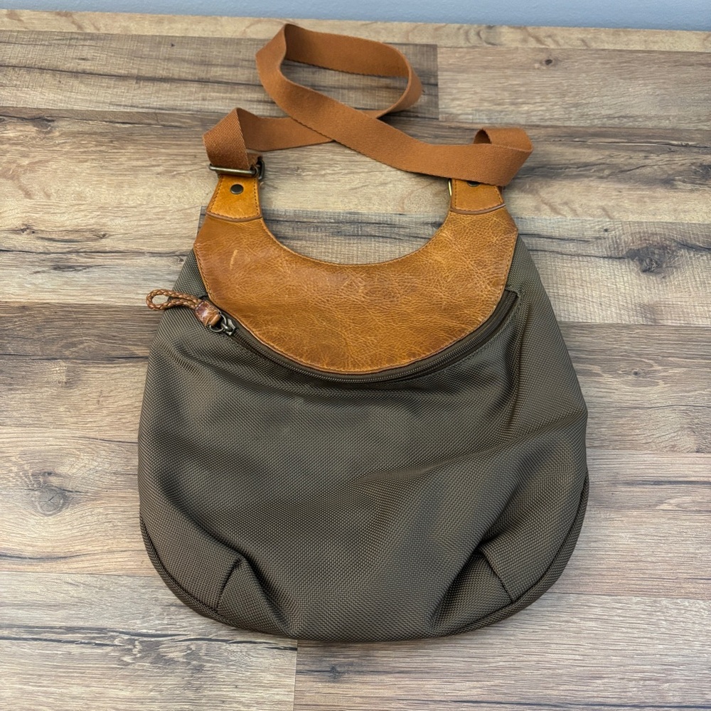Eddie Bauer Nylon Leather Crossbody Bag Purse